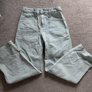 Urban Outfitters BDG Striped Straight Leg Jeans - Blue and White